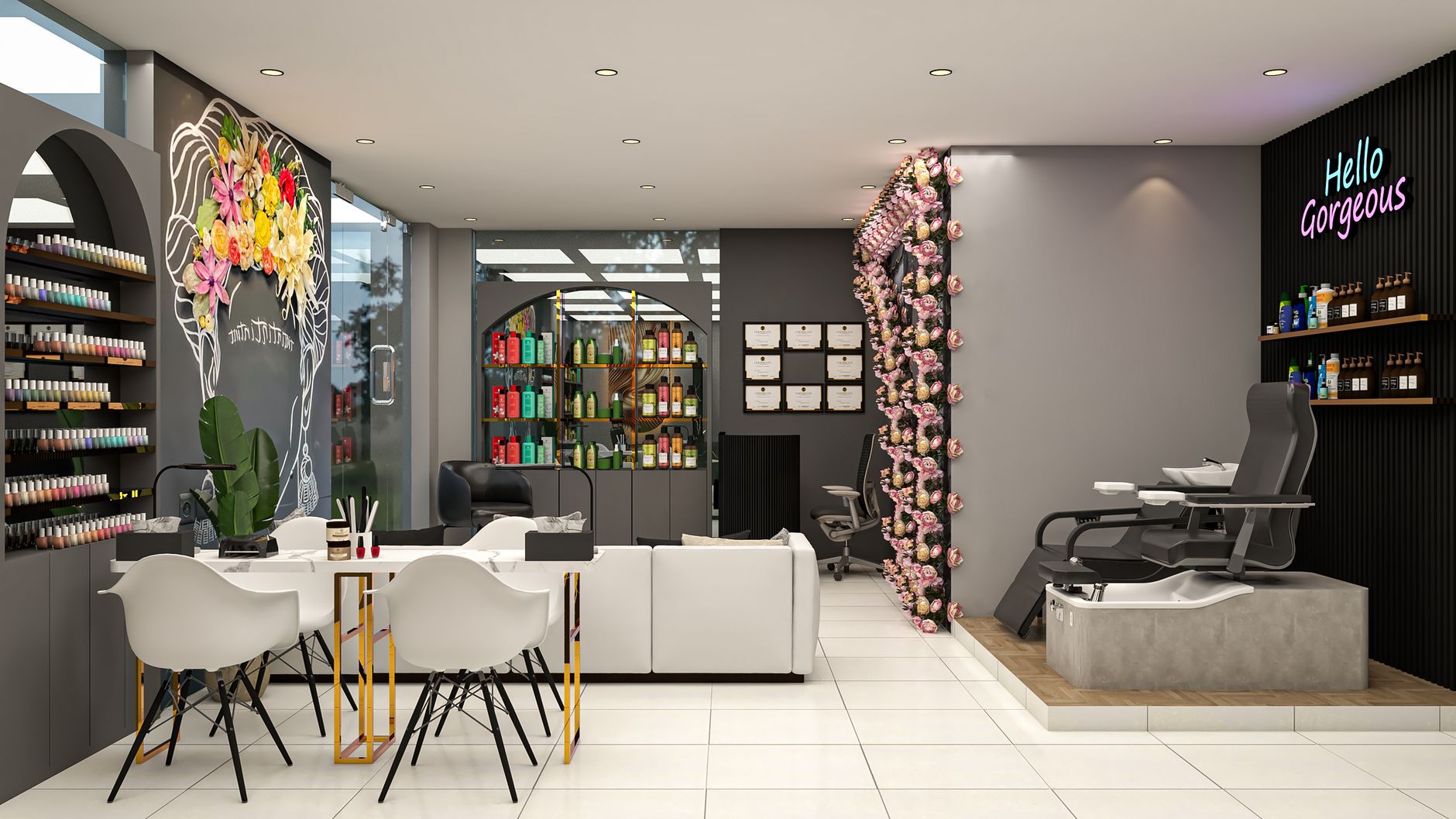 Design de interiores de salão de beleza moderno